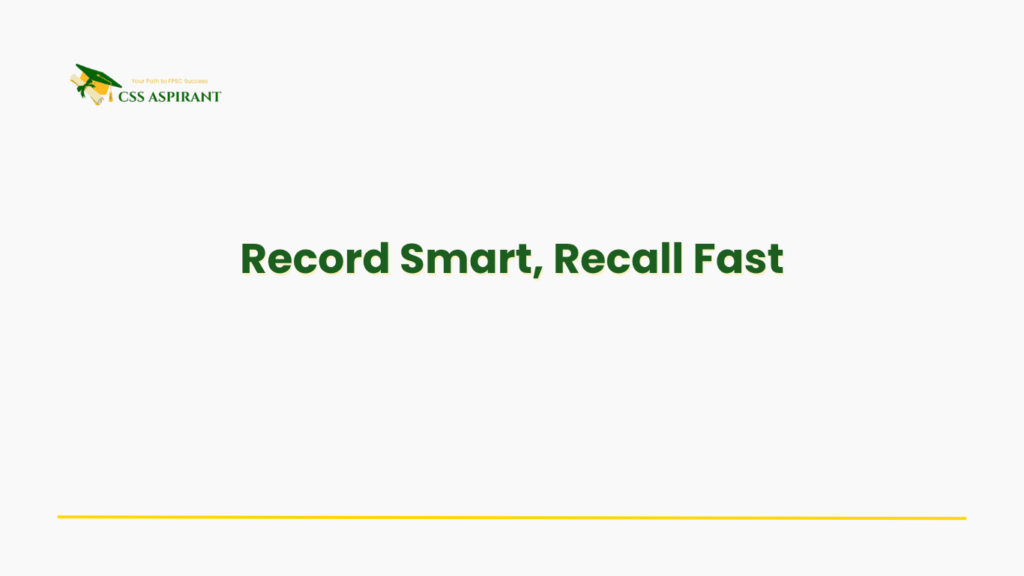 Concept of organizing newspaper knowledge into a content register for CSS prep on silver background.