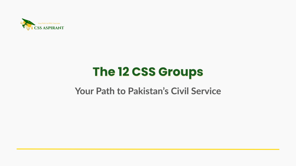 Conceptual design showing CSS exam and Pakistan bureaucracy with text on solid silver background.